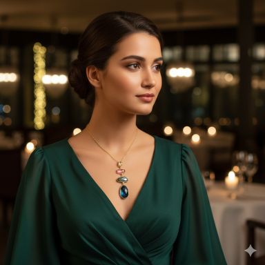 Vergoldete Kette mit echten Edelsteinen