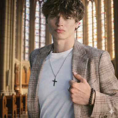 Herren Kette Kreuz in Silber