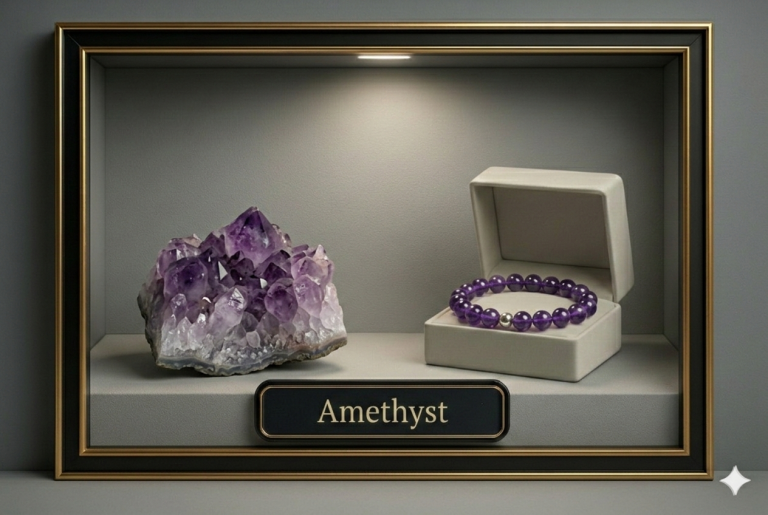 Museumsvitrine Edelsteinlexikon DAVUTA - Amethyst Amethyst Edelsteinlexikon Vitrine by DABUTA