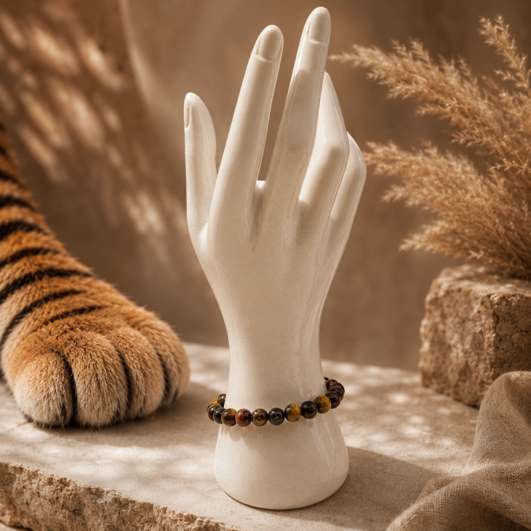 Tigeraugearmband by DAVUTA Rosenquartzkette Tropfen mit 925er Silber by DAVUTA